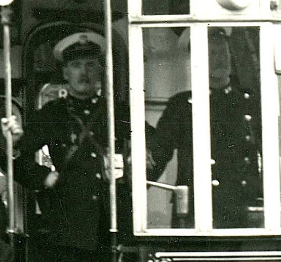 Edinburgh Corporation Tramways conductor on Tram No 148 Port Seton