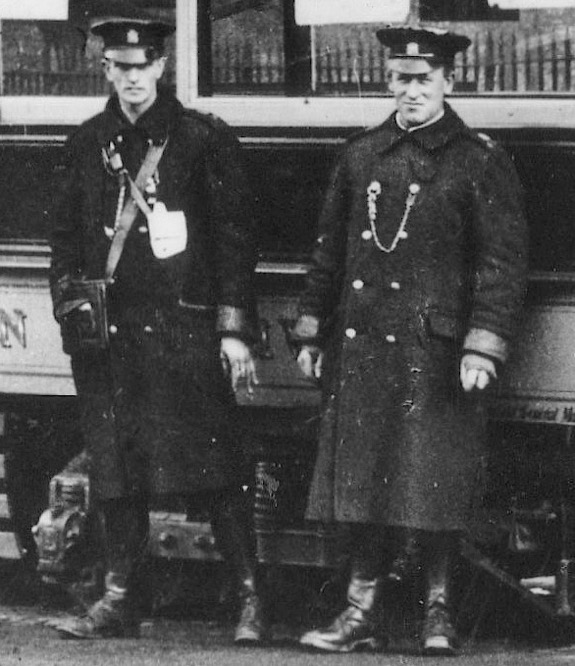 Cardiff Corporation Tramways tram crew 1920s
