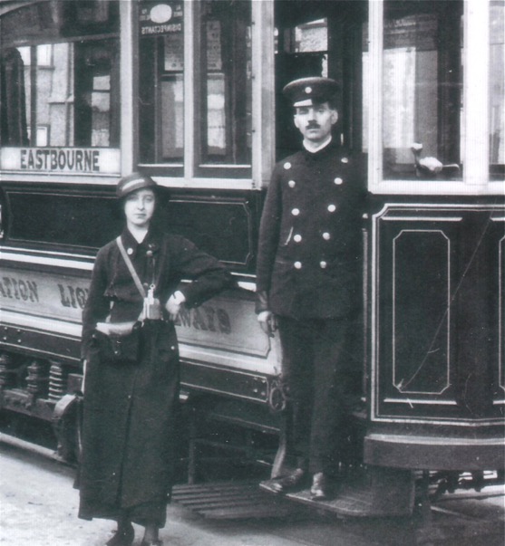 Darlington Corporation Light Railways Tram No 15 and crew