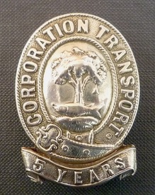 Glasgow Corporation Transport 5 years service badge