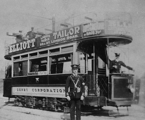 Derby Corporation Tramways Tram No 16 and crew