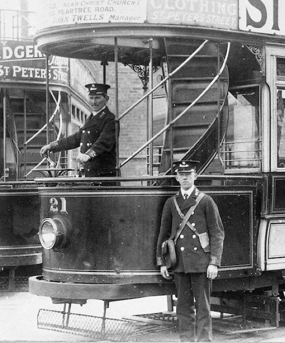 Derby Corporation Tramways Tram No 21 and crew