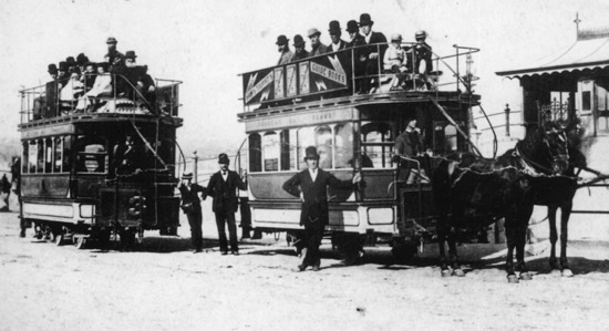 Douglas Bay Tramway tramcars No 2 and No 3 in 1876