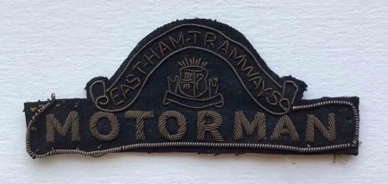East Ham Tramways cloth motorman cap badge