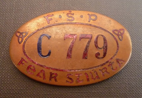 Dublin tramway conductor's PSV badge