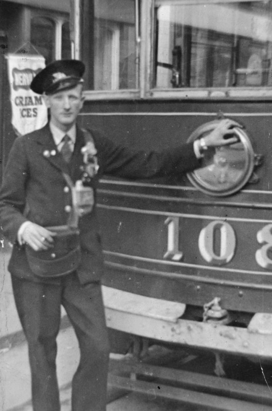 Dublin tram conductor and Tram No 108