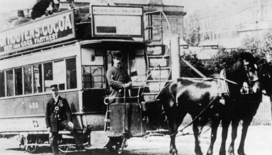 Glasgow Tramways and Omnibus Horse Tram No 439 and crew