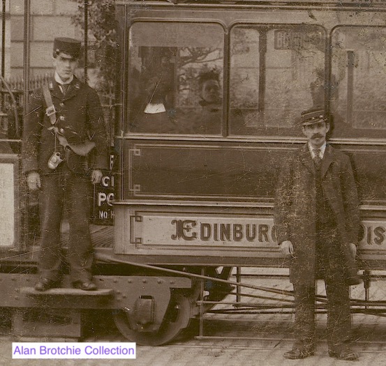 Edinburgh and District Tramways cable tram and crew