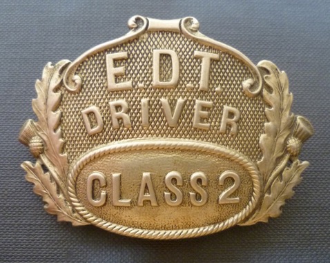 Edinburgh and District Tramways early period driver Class 2 cap badge