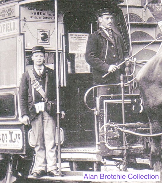 Edinburgh and District Tramways horse tram No 88 and crew