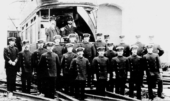 Glossop Tramways staff photo - Dinting Depot 1903