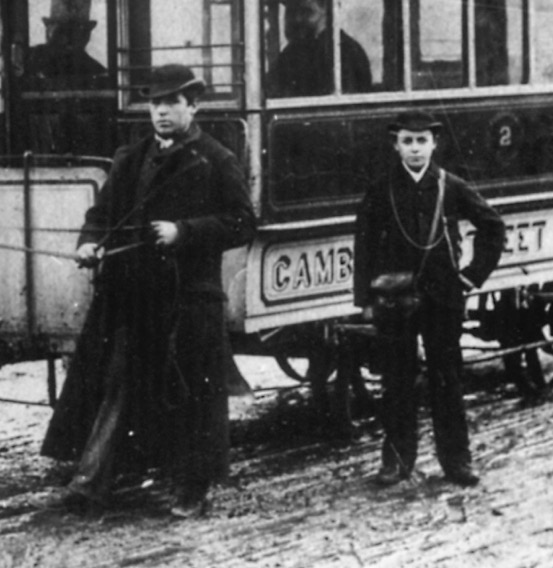 Cambridge Street Tramways horse tram crew 1880s