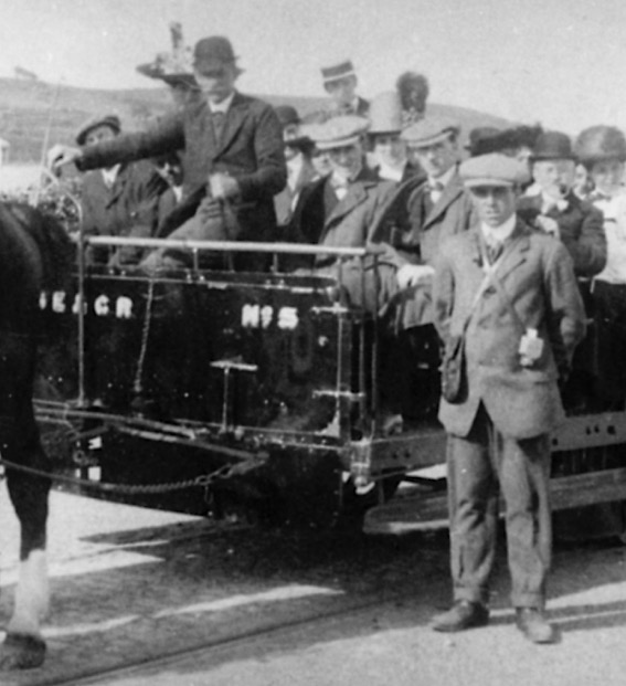 Folkestone, Sandgate and Hythe Tramways horse tram No 5 crew 1921