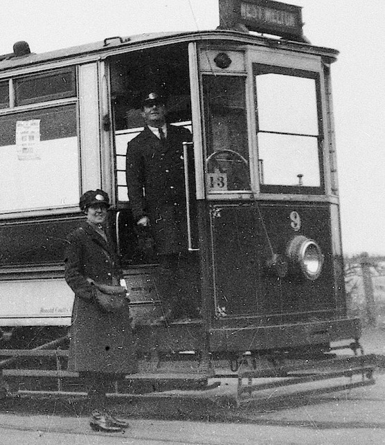 Dearne District Light Railway Tram No 9, driver and conductress