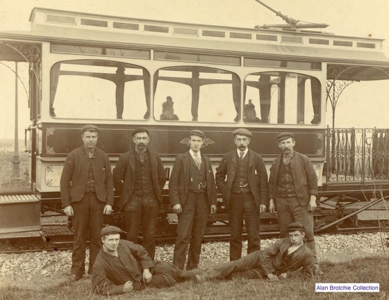 Cruden Bay Hotel tram and staff