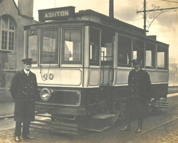 Greenock and Port Glasgow Tram No 40 and motorman.