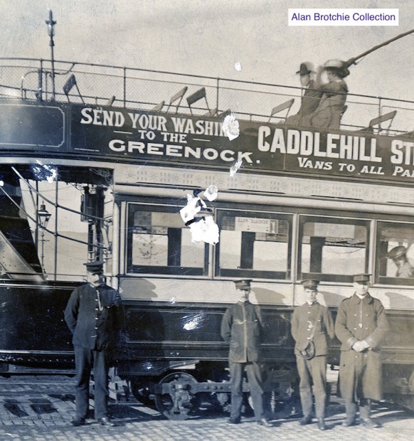 Greenock and Post Glasgow Tramways tram and crew