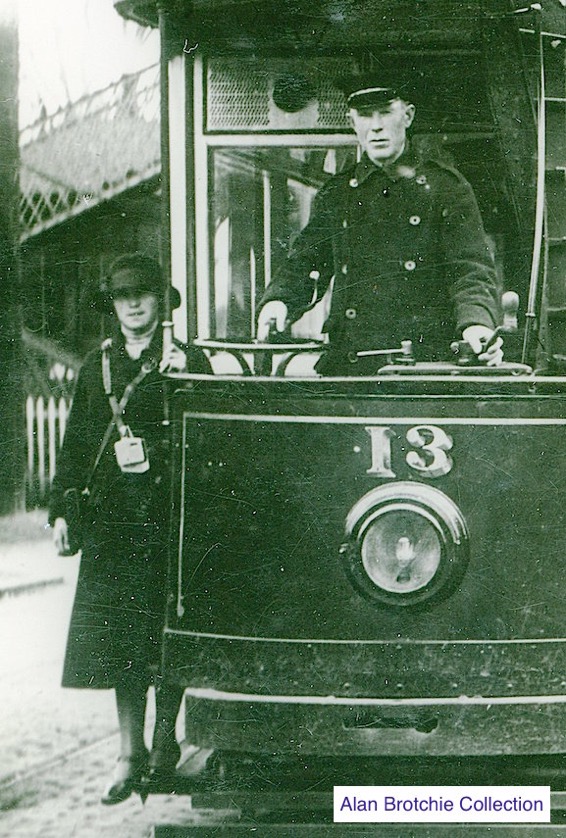 Dumbarton Burgh and County Tramways Tram No 13 and Great War crew