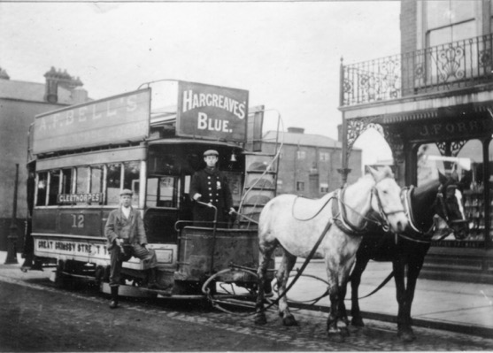 Great Grimsby Street Tramways Horse tram No 12 at Cleethorpes in 1900