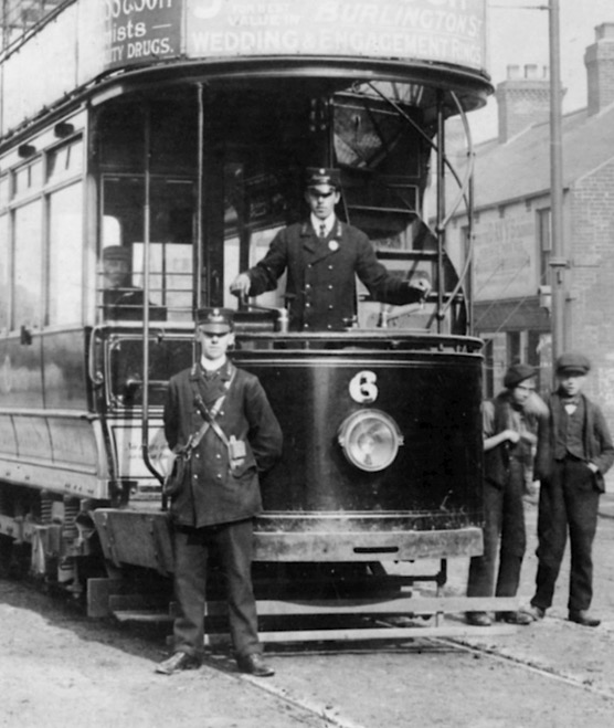Chesterfield Corporation Tramways Tram No 6 and crew 1910