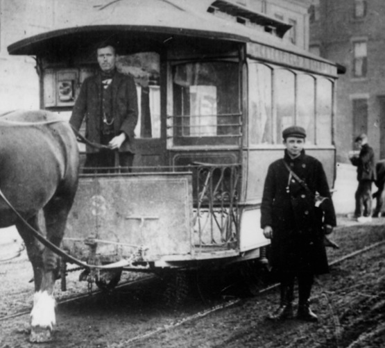 Chesterfield Corporation Tramways Horse Tram No 8 and crew