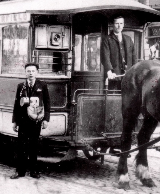 Chesterfield Corporation Tramways Horse Tram No 8 and Ezra Coates