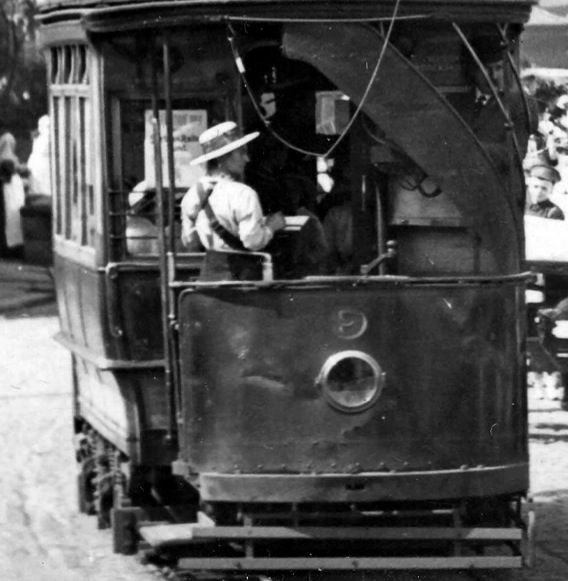 Rochdale Corporation Tramways Great War conductress aboard Tramcar No 9