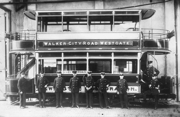 Newcastle Corporation Tramways motormen, conductors and an inspector