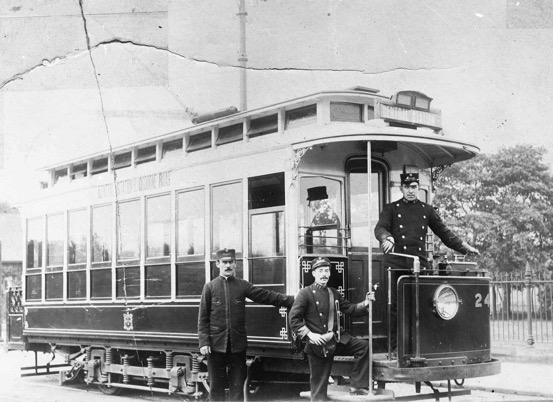Newcastle Corporation Tramways No 24 and crew
