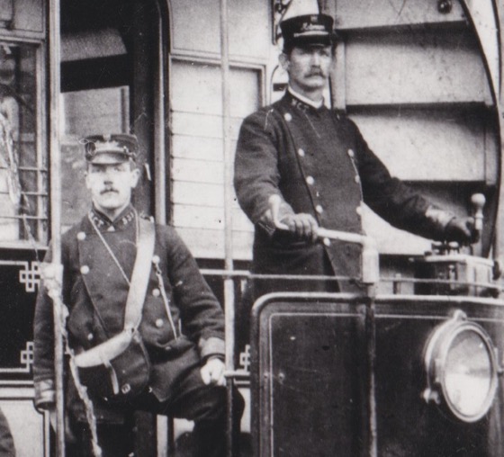 Newcastle  Corporation Tramways Class D Tramcar No 34 on Heaton Rd 1905 motorman and conductor