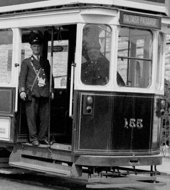 Plymouth Corporation Tramways Tram No 155 and crew 1938