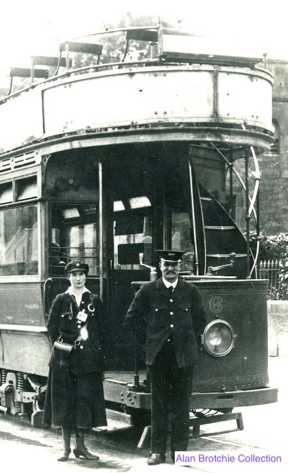 Perth Corporation Tramways Tram No 6 and conductress 1918