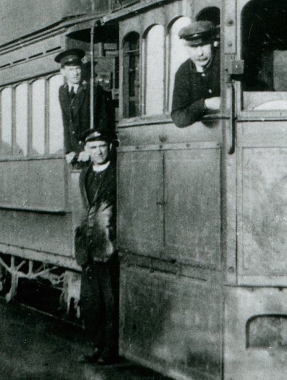 Portstewart Tramway tram driver and conductor