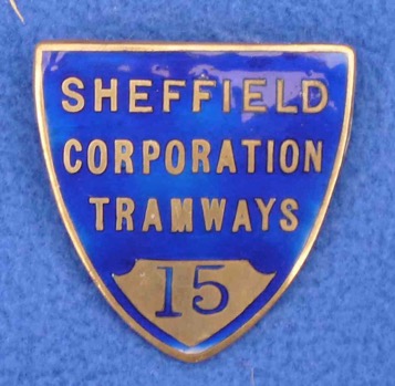 Sheffield Corporation Tramways employee number badge