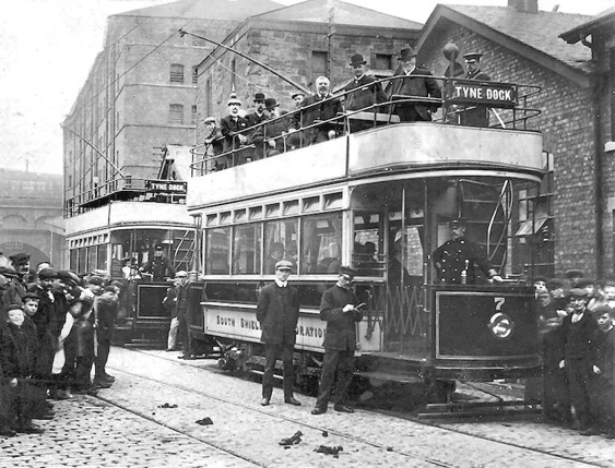 South Shields Corporation Tramways Tram No 7 at Tyne Dock in 1906