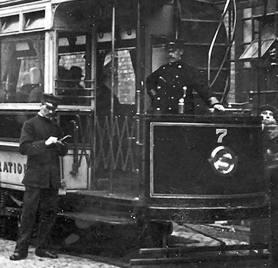 South Shields Corporation Tramways tram No 7 and crew 
