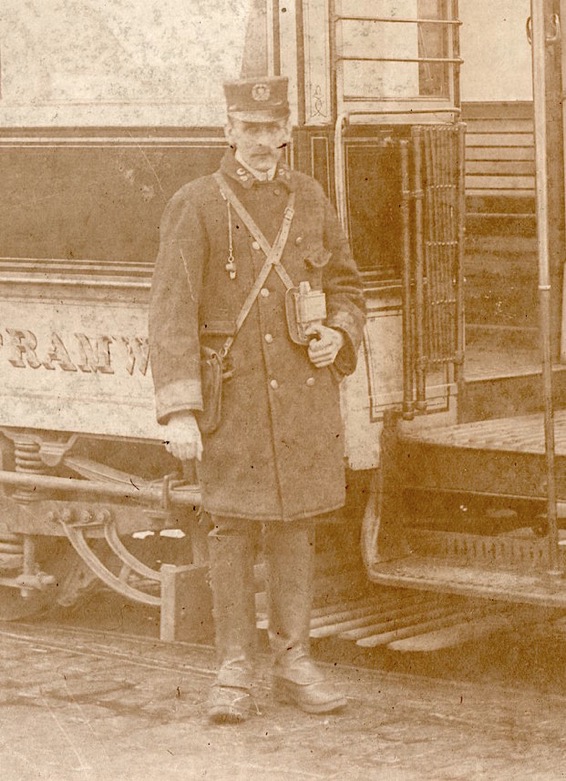 Southport Corporation Tramways tram conductor, probably 1902