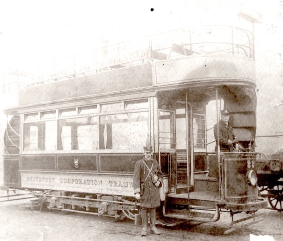 Southport Corporation Tramcar No 22, conductor and driver