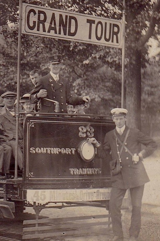 Southportt Corporation Tramways Tram 23 cand crew circa 1914