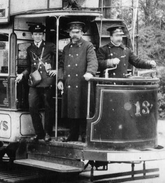 Southampton Corporation Tramways No 13 and crew including Inspector Frances Burlefinger