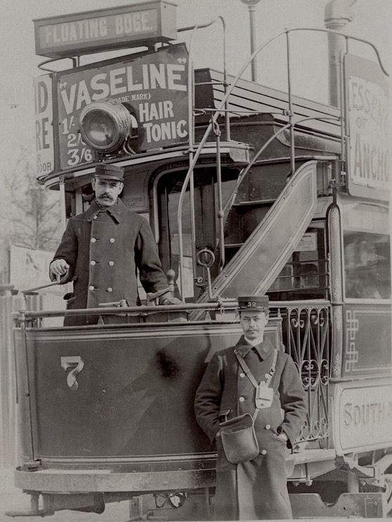 Southampton Corporation Tramways Tram No 7 and crew 1900