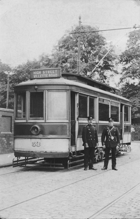 Sunderland Corporation Tramways tram No 53 and crew in Villette Rd