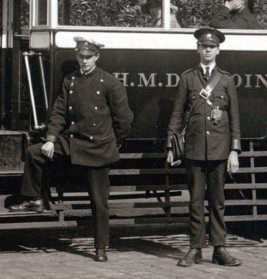 Stalybridge, Hyde, Mossley and Dukinfield bus crew, Thorneycroft BX 1925