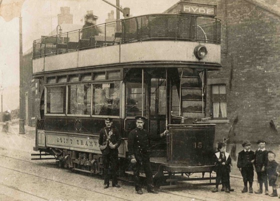 Stalybridge, Hyde, Mossley and Dukinfield Tramways Tram No 15 at the Roaches