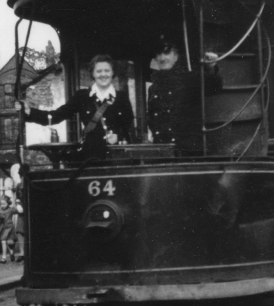 Stalybridge, Hyde, Mossley and Dukinfield Tramways Tramcar No 64 and conductress