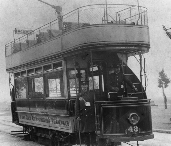 West Ham Corporation Tramways Tram No 43 at Wanstead Flats circa 1904.