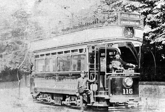 Salford Corporation Tramways Tram 115 and crew circa 1904