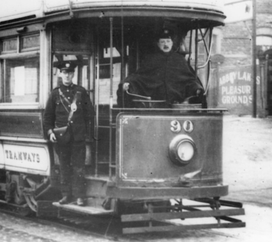 Wigan Corporation Tramways Tramcar No 90 and crew