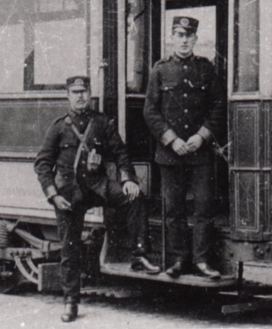 Tyneside Tramways and Tramroads Company tram motorman and conductor c1910