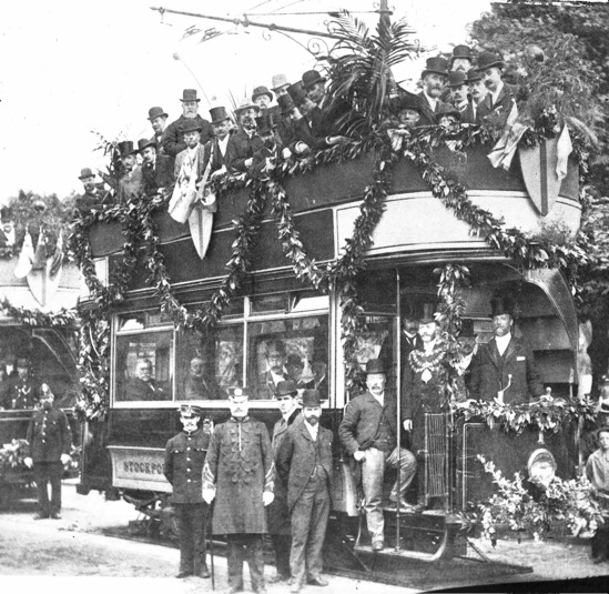 Stockport  Corporation Tramways opening day photograph